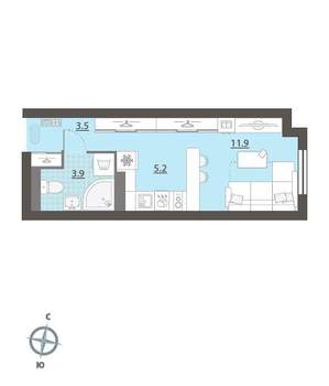 Студия квартира, вторичка, 25м2, 22/32 этаж