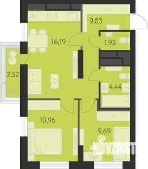 2-к квартира, вторичка, 53м2, 24/31 этаж