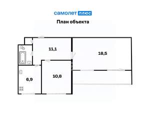2-к квартира, вторичка, 51м2, 9/9 этаж