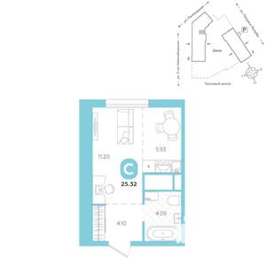 Студия квартира, вторичка, 25м2, 5/24 этаж