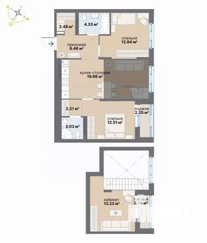 2-к квартира, вторичка, 84м2, 8/9 этаж