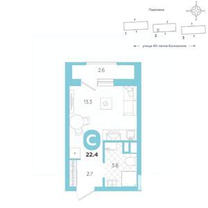Студия квартира, вторичка, 22м2, 2/20 этаж