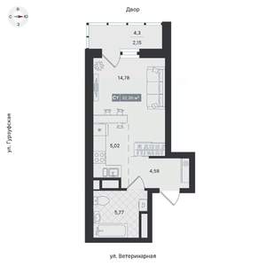 1-к квартира, вторичка, 32м2, 18/24 этаж