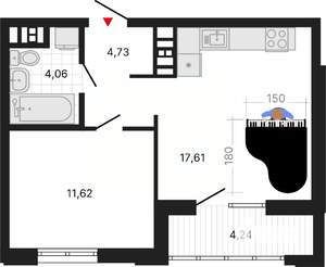 1-к квартира, вторичка, 42м2, 10/11 этаж