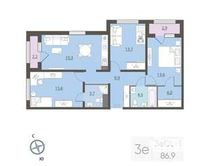 3-к квартира, вторичка, 87м2, 10/25 этаж