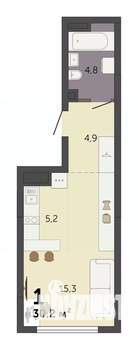 Студия квартира, строящийся дом, 30м2, 3/32 этаж