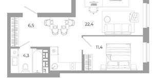 1-к квартира, вторичка, 45м2, 10/12 этаж