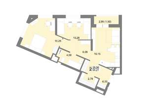 2-к квартира, вторичка, 64м2, 12/22 этаж