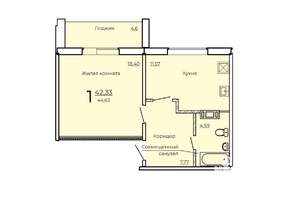 1-к квартира, строящийся дом, 45м2, 9/10 этаж