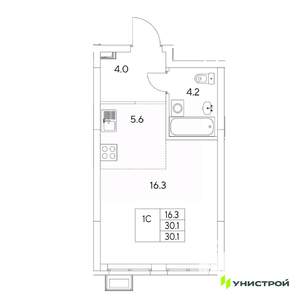 1-к квартира, вторичка, 30м2, 3/31 этаж