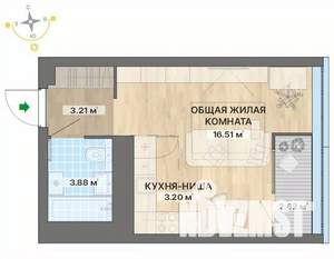 Студия квартира, строящийся дом, 29м2, 25/29 этаж