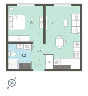 1-к квартира, вторичка, 34м2, 22/25 этаж