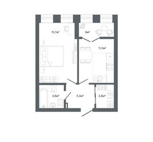 1-к квартира, вторичка, 42м2, 1/25 этаж
