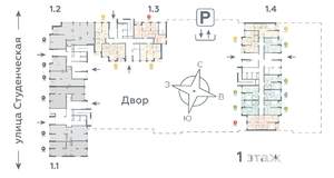 3-к квартира, строящийся дом, 66м2, 1/25 этаж