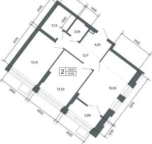 2-к квартира, вторичка, 61м2, 21/27 этаж