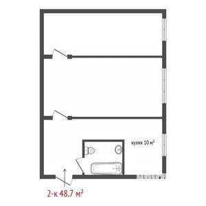 2-к квартира, вторичка, 49м2, 5/5 этаж