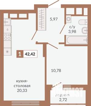 1-к квартира, вторичка, 42м2, 20/31 этаж