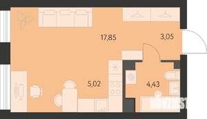Студия квартира, вторичка, 30м2, 4/21 этаж