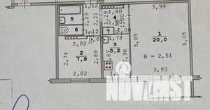 2-к квартира, вторичка, 43м2, 1/9 этаж