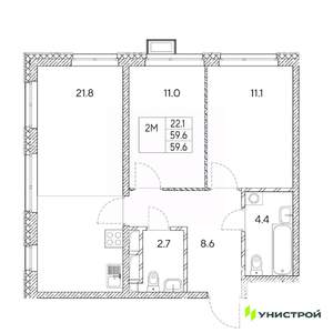 2-к квартира, вторичка, 60м2, 13/31 этаж