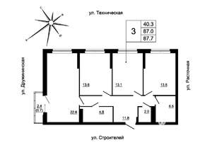 3-к квартира, вторичка, 85м2, 13/19 этаж