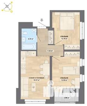 2-к квартира, вторичка, 55м2, 9/32 этаж