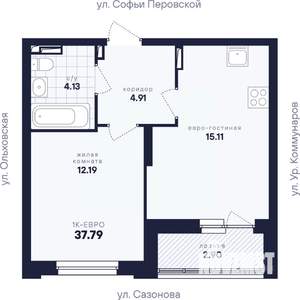 1-к квартира, вторичка, 38м2, 4/17 этаж