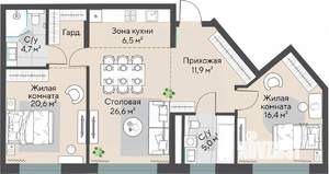 2-к квартира, строящийся дом, 85м2, 10/27 этаж