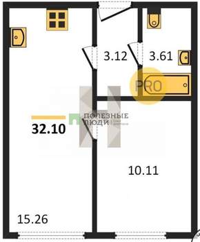 1-к квартира, вторичка, 32м2, 4/20 этаж