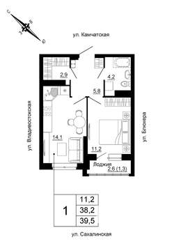1-к квартира, вторичка, 40м2, 21/24 этаж