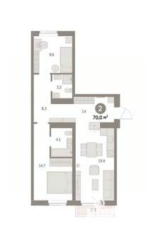 2-к квартира, вторичка, 70м2, 3/9 этаж