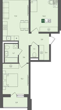 2-к квартира, вторичка, 66м2, 4/4 этаж