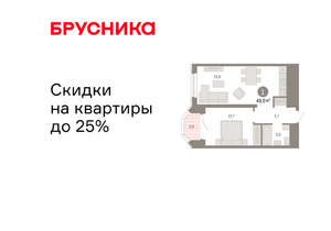 1-к квартира, вторичка, 49м2, 15/24 этаж
