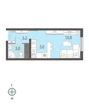 Студия квартира, вторичка, 22м2, 9/25 этаж