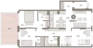 3-к квартира, вторичка, 109м2, 1/9 этаж