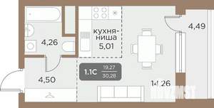 Студия квартира, вторичка, 30м2, 6/24 этаж