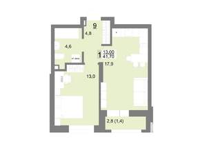 1-к квартира, вторичка, 42м2, 2/26 этаж