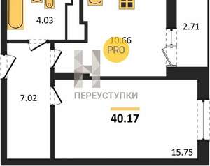 1-к квартира, сданный дом, 40м2, 24/25 этаж