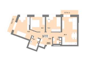 3-к квартира, вторичка, 73м2, 10/18 этаж