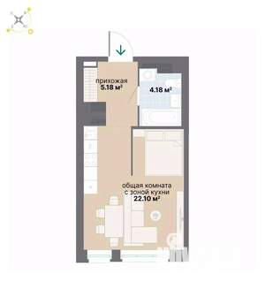 1-к квартира, вторичка, 31м2, 20/26 этаж