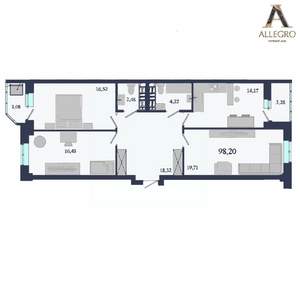 3-к квартира, строящийся дом, 98м2, 12/19 этаж