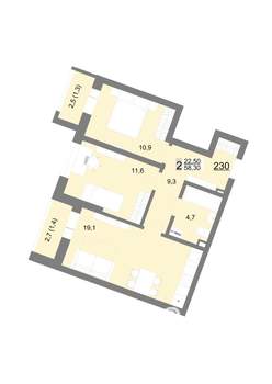 2-к квартира, вторичка, 58м2, 2/18 этаж