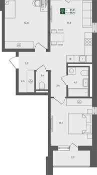 2-к квартира, вторичка, 66м2, 2/4 этаж