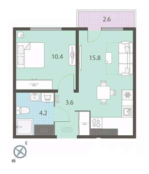 1-к квартира, вторичка, 35м2, 18/25 этаж