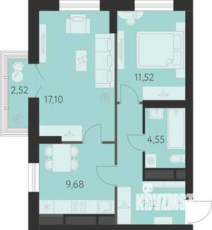 2-к квартира, вторичка, 53м2, 16/31 этаж