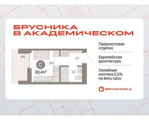 Студия квартира, вторичка, 20м2, 9/9 этаж