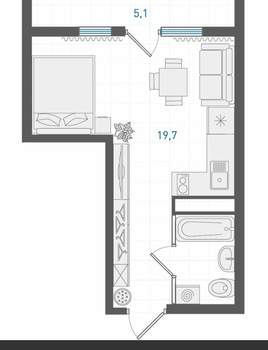 Студия квартира, вторичка, 26м2, 12/26 этаж
