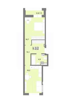 1-к квартира, строящийся дом, 50м2, 4/17 этаж