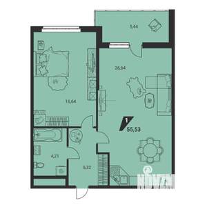 2-к квартира, вторичка, 56м2, 2/25 этаж
