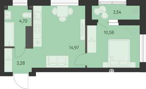 1-к квартира, вторичка, 35м2, 12/21 этаж